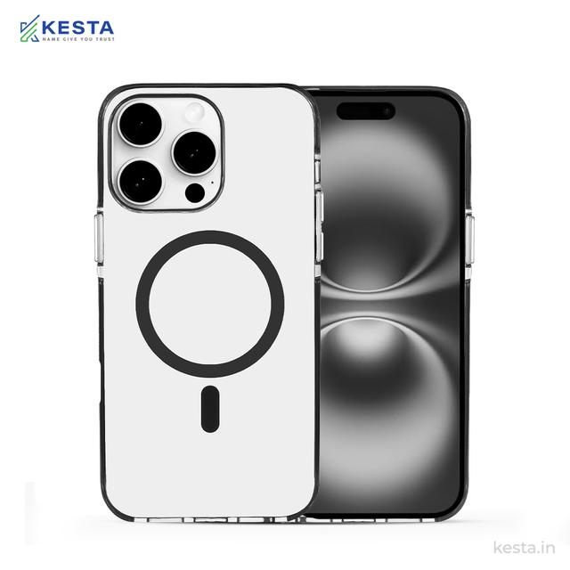 iPhone 16 Pro Cover - Ice Crystals Black Transparent Case (Military-Grade Drop Protection & Magsafe)