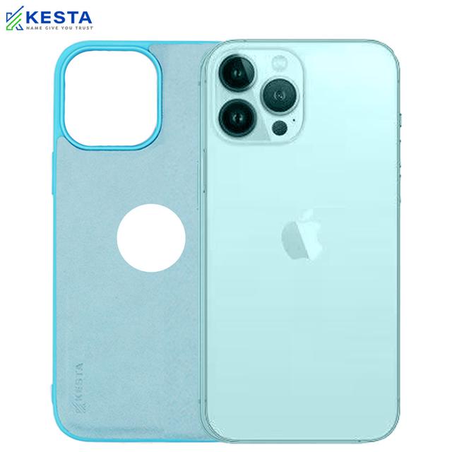 iPhone 13 Pro Cover - Classic Sierra Blue Leather Case (Timeless Style)