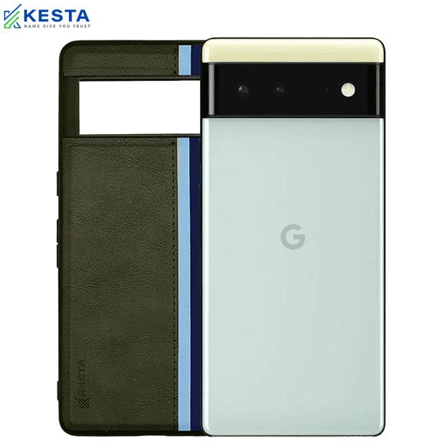 Google Pixel 6 Cover - Phantom Green Leather Case (Shock Proof)