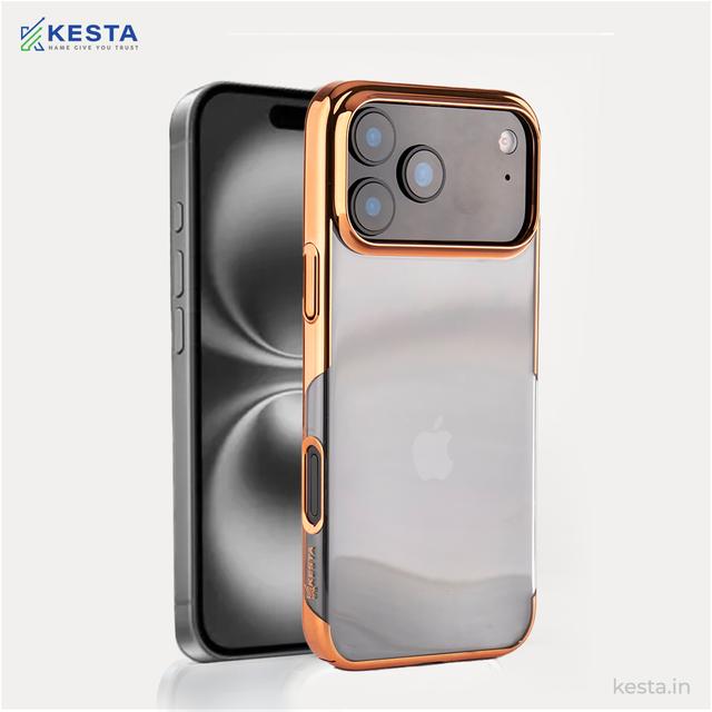 iPhone 17 Pro Case – Orange Transparent MagSafe Cover with Metallic Border