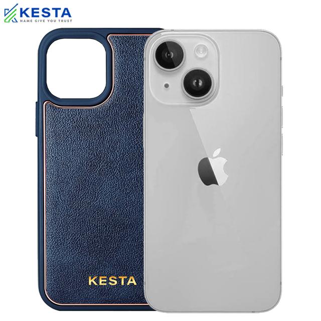 iPhone 14 Cover - Chrome Blue Leather Case (Lightweight Design)