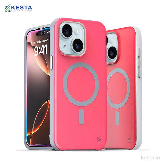 iPhone 15 Cover - MagArmour Pink Hybrid Case (Grip + Gloss – Textured for Control, Smooth Style)
