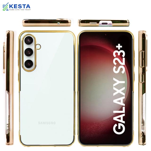 Samsung S23 Plus Cover - Noble Luxurious Gold Transparent Case (Slim Non Slip Grip)