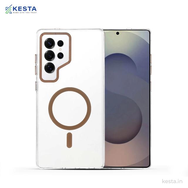 Samsung S25 Ultra Cover - Crystal Armour Gold Transparent Case (Scratch and Smudge Resistant & Wireless Charging Ready)