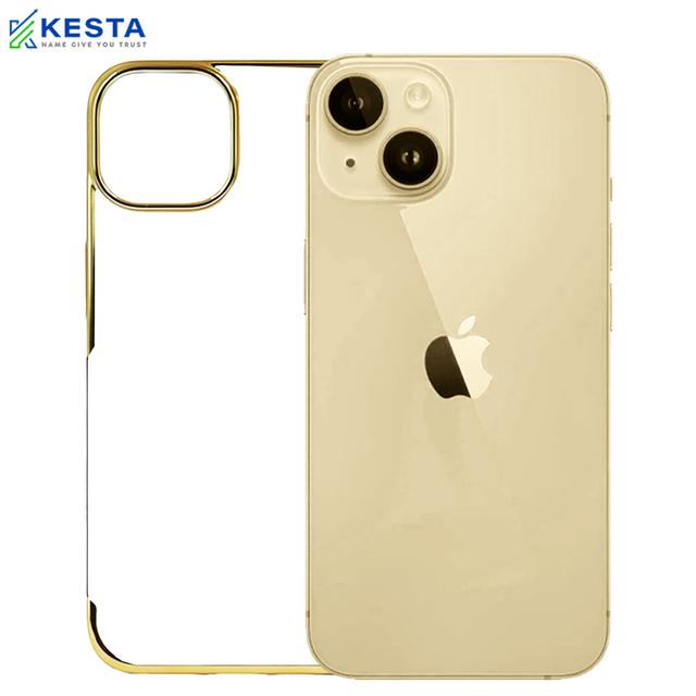 iPhone 15 Plus Cover - Noble Gold Transparent Case (Powerfull Support In Case Of Irrelevent Drops)