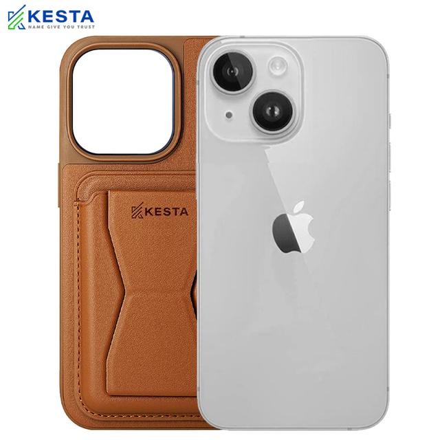 iPhone 15 Cover - Cred Brown Leather Case (With Card Holder)