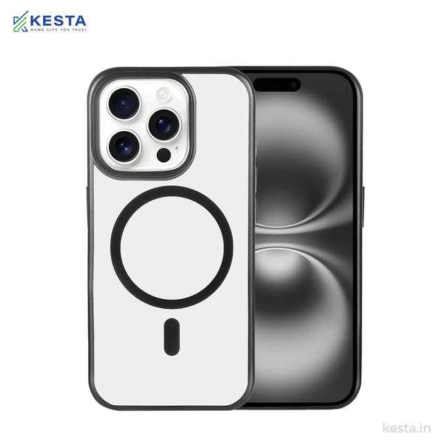 iPhone 15 Pro Max Cover - Notify Popup Black Transparent Case (Camera Sink Protection & Wireless Charging Optimized)