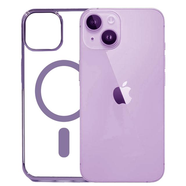 iPhone 14 Plus Cover - Noble Magsafe Purple Transparent Case (With Fast Magsafe Charging)