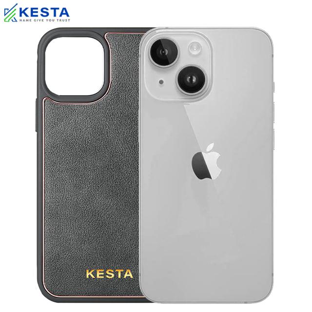 iPhone 14 Cover - Chrome Grey Leather Case (Lightweight Design)