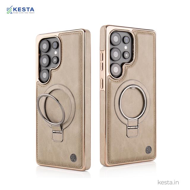 Samsung S25 Ultra Cover - Classy Elite Desert Leather Case (Built-In Magnetic Ring Holder)