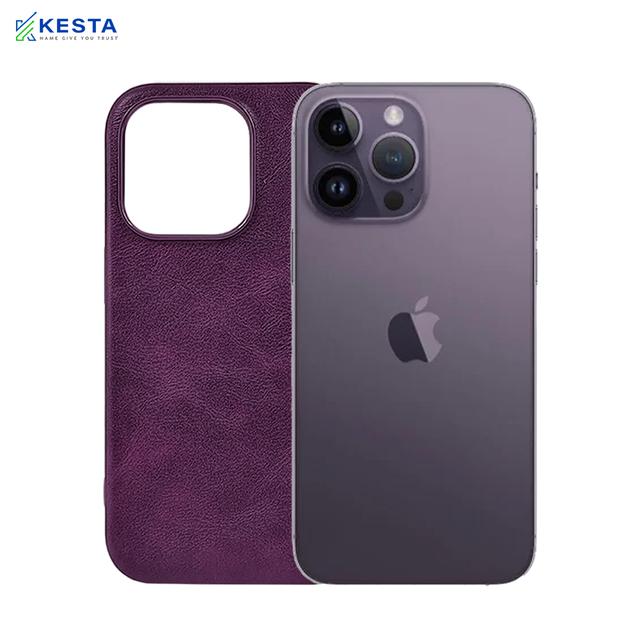 iPhone 14 Pro Max Cover - Brave Purple Leather Case (Waterproof & Dustproof)