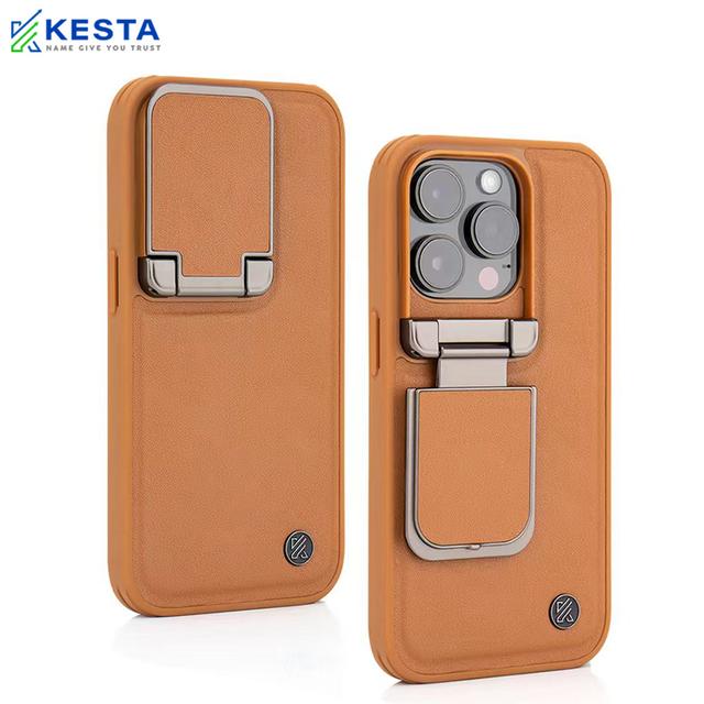 iPhone 13 Pro Cover - Elegant Brown Leather Case (With Camera Protection)