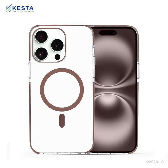 iPhone 15 Pro Max Cover - Ice Crystals Gold Transparent Case (Military-Grade Drop Protection & Magsafe)