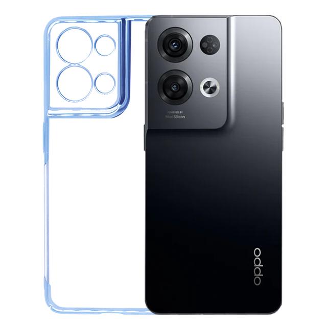 Oppo Reno 8 Cover - Noble Blue Transparent Case (Anti Yellowing Protection)