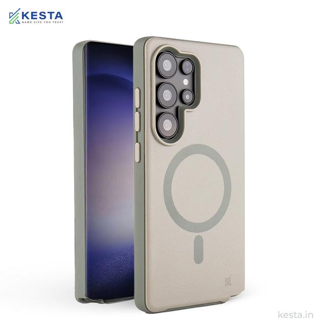 Samsung S24 Ultra Cover - MagArmour Grey Hybrid Case (Grip + Gloss – Textured for Control, Smooth Style)