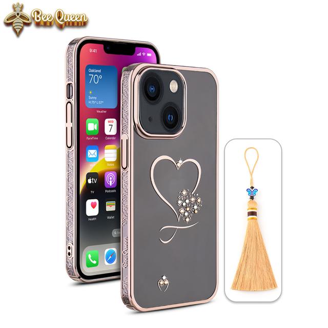 iPhone 13 Bling Heart Cloud Gold Cases