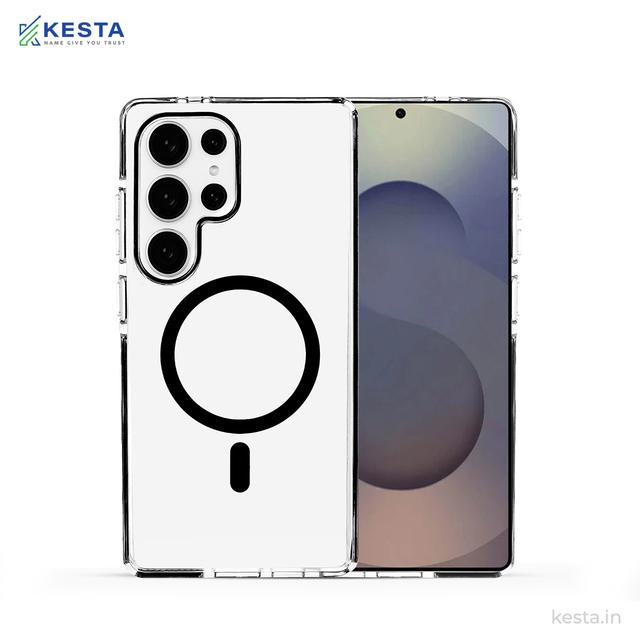 Samsung S24 Ultra Cover - Ice Crystals Black Transparent Case (Military-Grade Drop Protection & Magsafe)