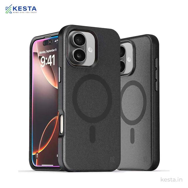 iPhone 16 Cover - MagArmour Black Hybrid Case (Grip + Gloss – Textured for Control, Smooth Style)