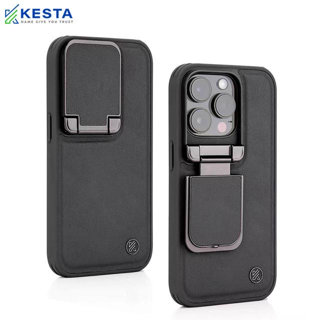 iPhone 14 Pro Max Cover - Elegant Black Leather Case (With Camera Protection)