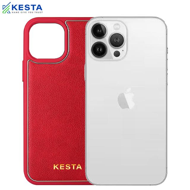 iPhone 14 Pro Max Cover - Chrome Red Leather Case (Lightweight Design)