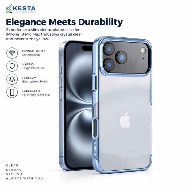 iPhone 18 Pro Max Cover – Noble Transparent Glacier Blue | Original Look. Enhanced Protection.