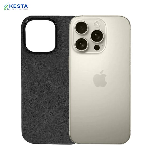 iPhone 16 Pro Cover - Brave Black Leather Case (Waterproof & Dustproof)