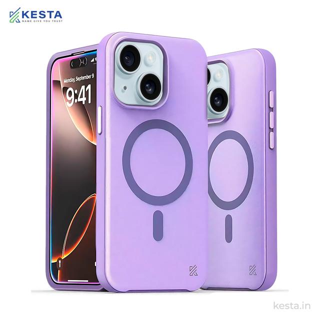 iPhone 15 Cover - MagArmour Purple Hybrid Case (Grip + Gloss – Textured for Control, Smooth Style)