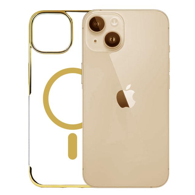 iPhone 14 Plus Cover - Noble Magsafe Gold Transparent Case (With Fast Magsafe Charging)