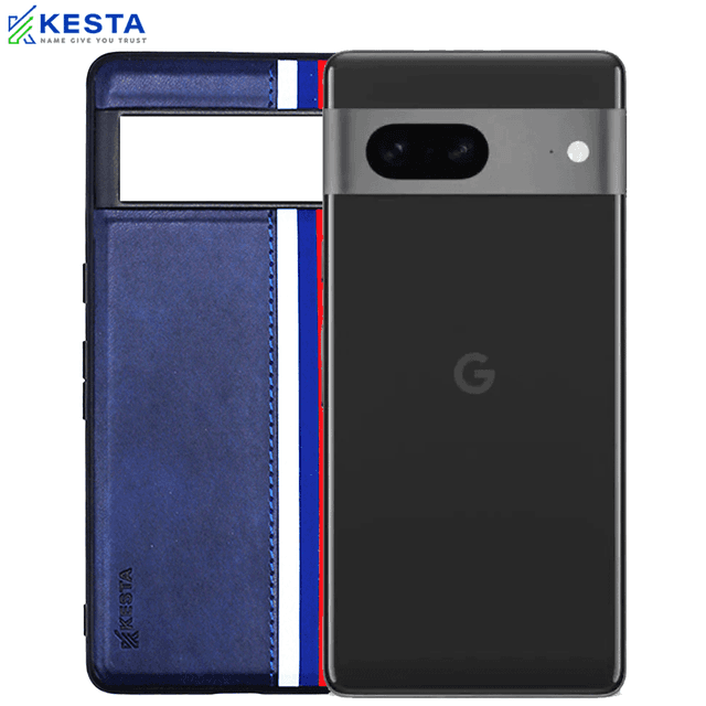 Google Pixel 7 Cover - Phantom Blue Leather Case (Shock Proof)
