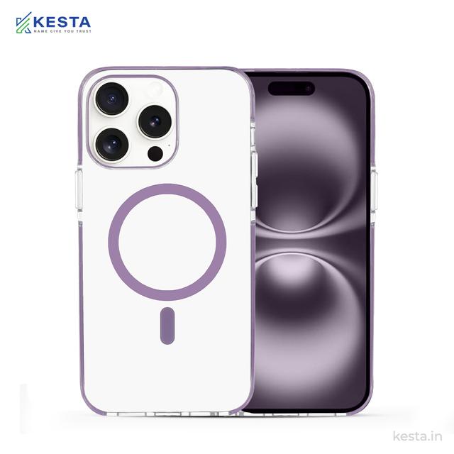 iPhone 14 Pro Max Cover - Ice Crystals Purple Transparent Case (Military-Grade Drop Protection & Magsafe)