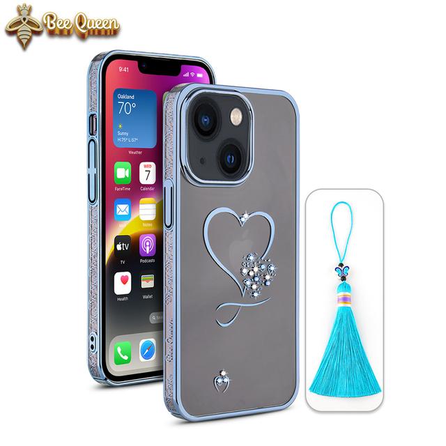 iPhone 13 Bling Heart Blue Cases