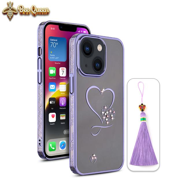 iPhone 14 Plus Bling Heart Purple Cases