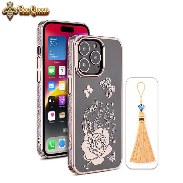 iPhone 13 Pro Max Bling Flower Cloud Gold Case