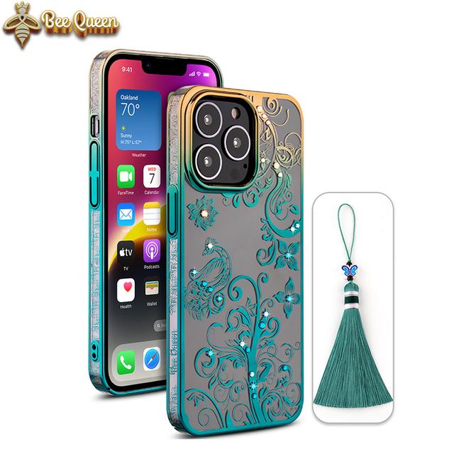iPhone 13 Pro Peacock Glitter Green Case